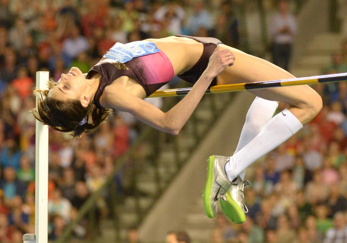 Anna Chicherova competes in Brussels on Sept. 6, 2013.