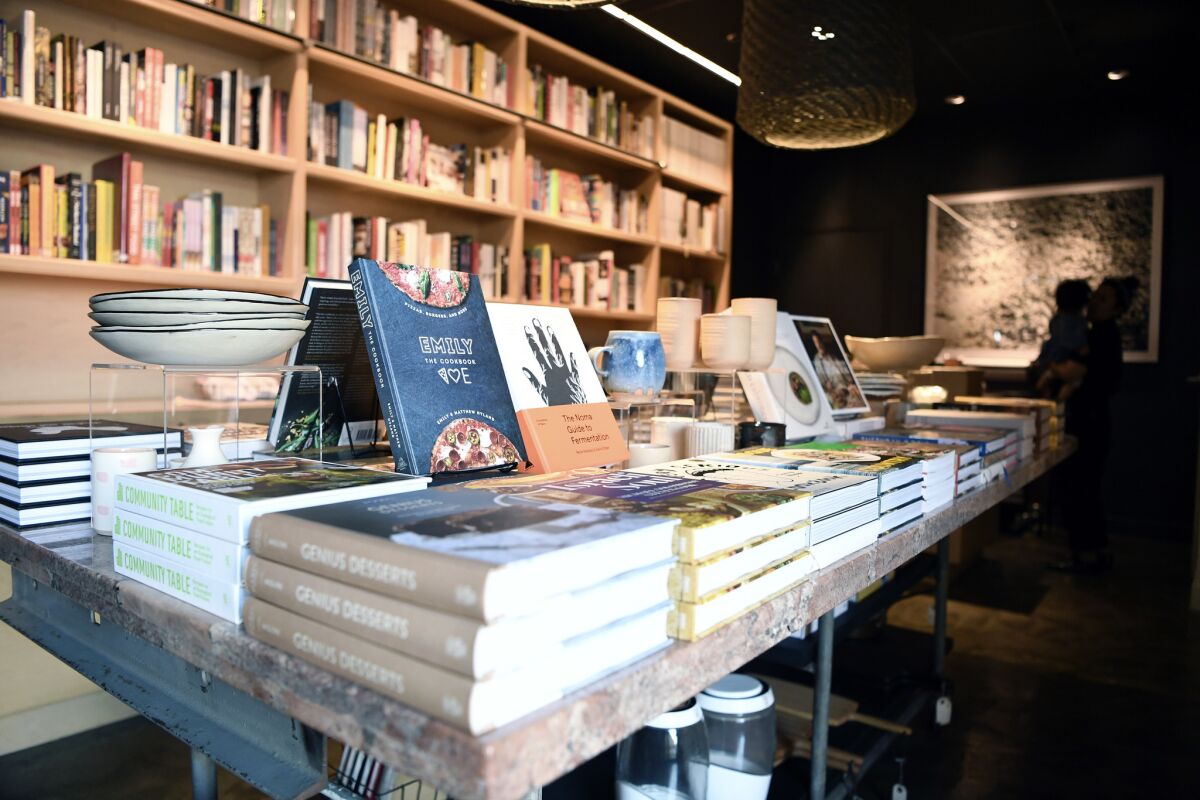 Books on display at a cookbook store