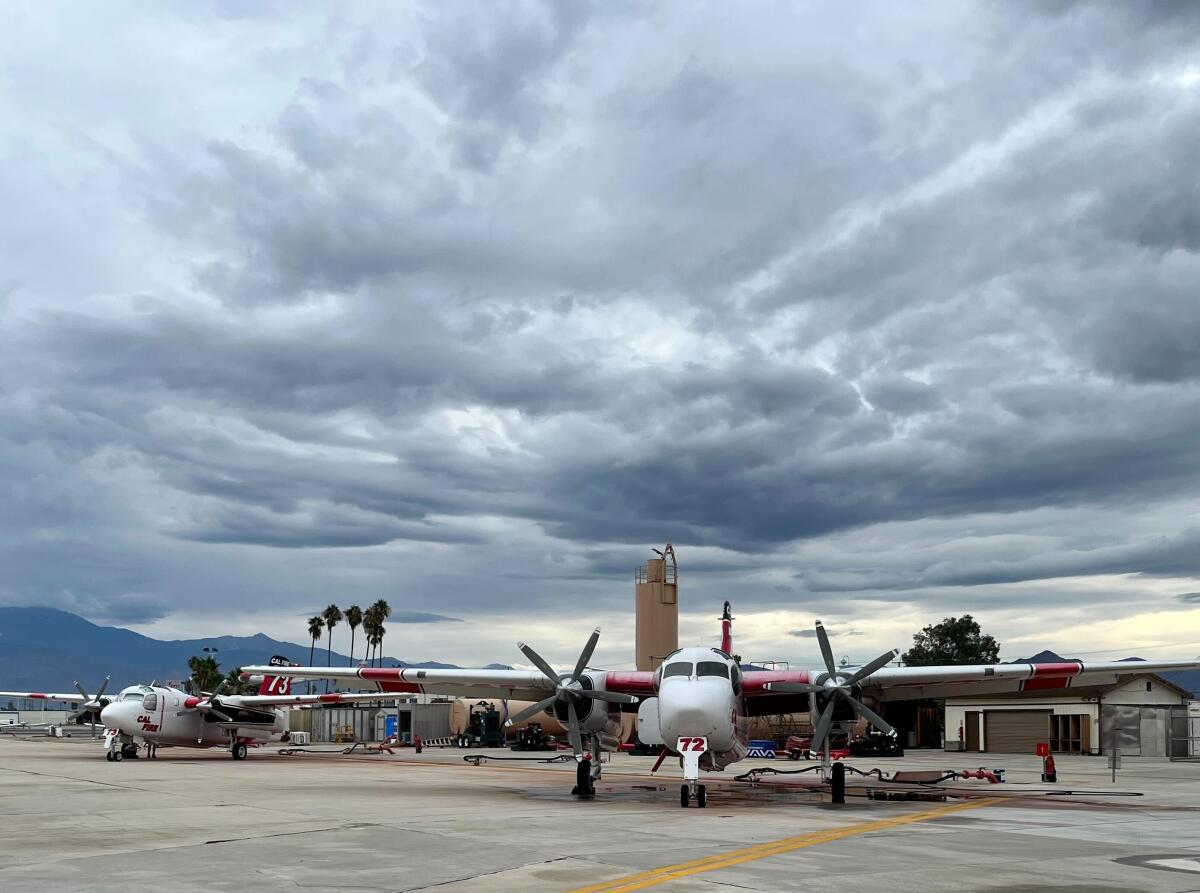 Firefighting aircraft at airport.