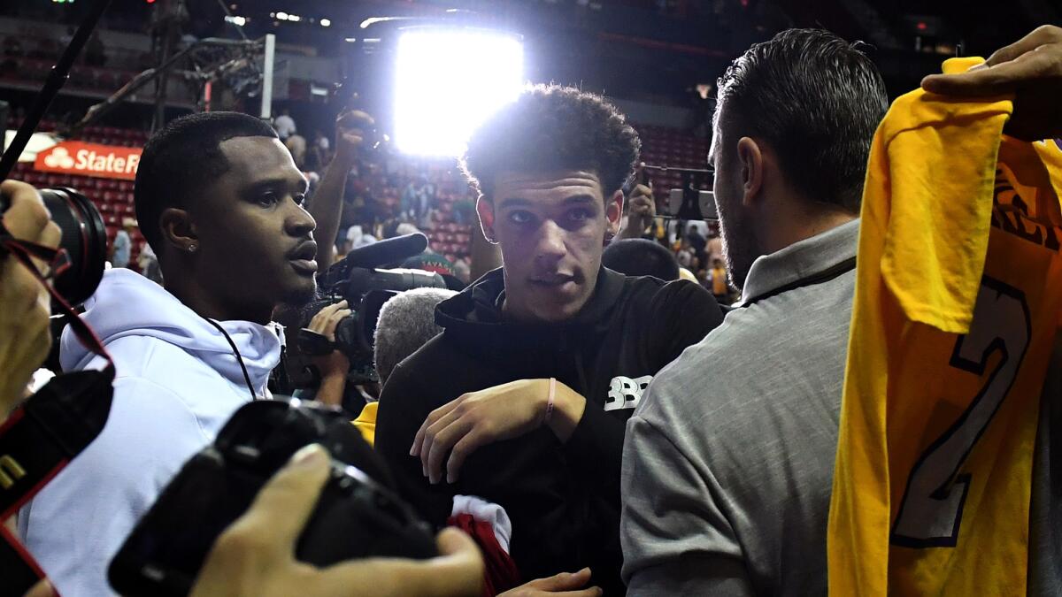 The glare of the spotlight will follow Lakers rookie Lonzo Ball much of the season, just not the Facebook Watch docu-series cameras when he goes to the team's training camp.