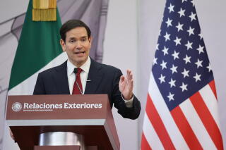 U.S. Secretary of State Marco Rubio speaks during a news conference Wednesday in Mexico City.