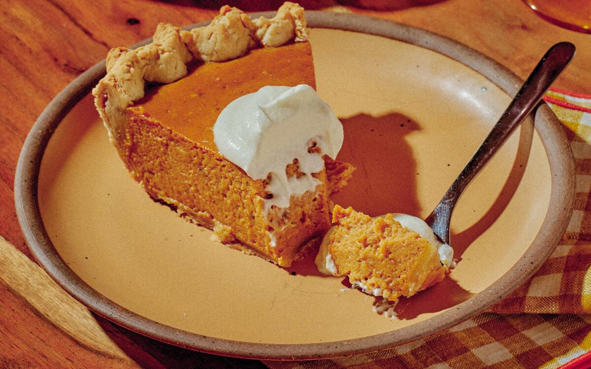 Spiced pumpkin pie, a recipe by Fly by Jing founder Jing Gao.