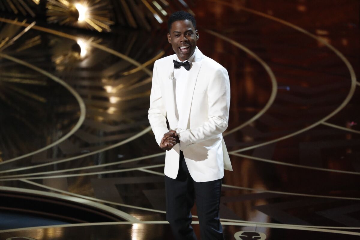 Host Chris Rock at the 88th Academy Awards at the Dolby Theatre.