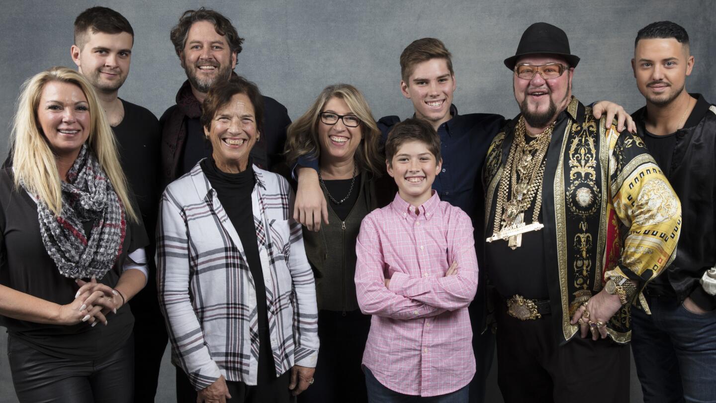 From left, Tiffany Masters, Conrad Homm, Frank Evers, Patricia Greenfield, director Lauren Greenfield, Gabriel Evers, Noah Evers, Limo Bob, and Bobby J. Strauser from the film "Generation Wealth," photographed in the L.A. Times studio in Park City, Utah. FULL COVERAGE: Sundance Film Festival 2018 »