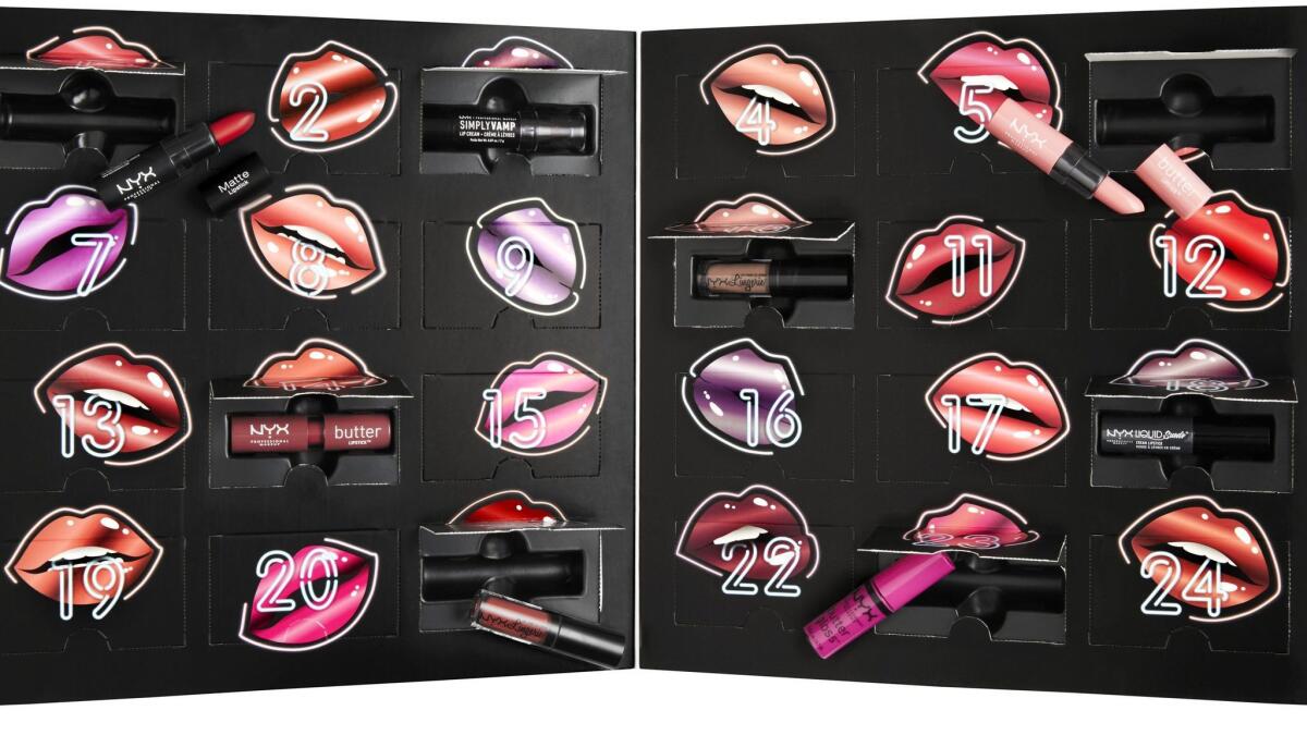 Seasonal offerings include an Advent calendar inspired box of lipsticks.