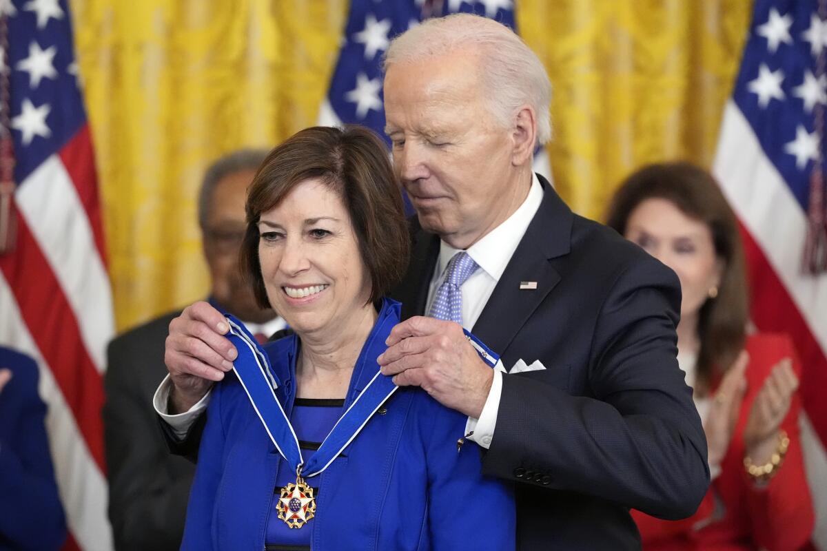 President Joe Biden awards the nation's highest civilian honor, the Presidential Medal of Freedom, to Ellen Ochoa.
