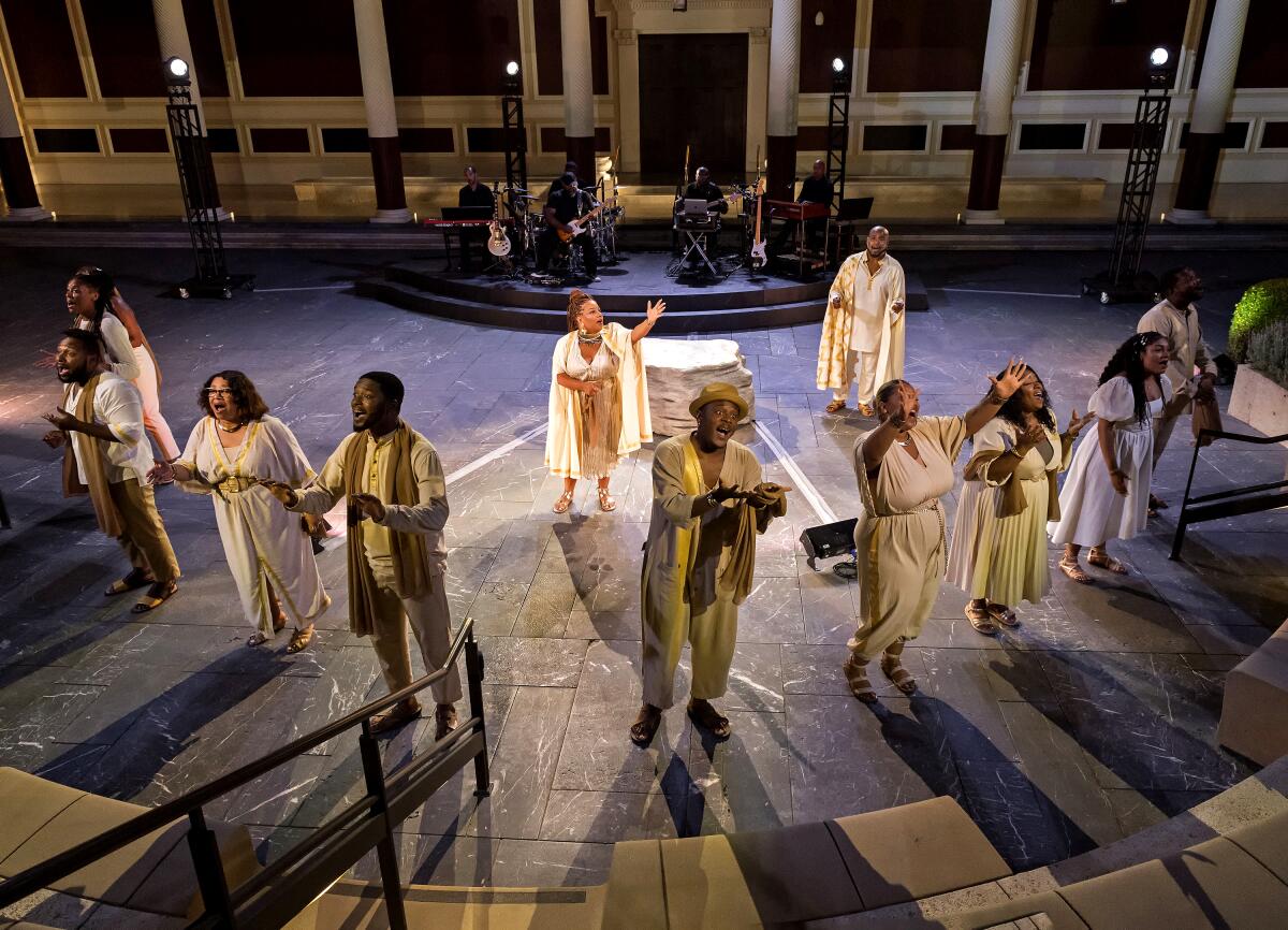 The cast of "The Gospel at Colonus" at the Getty Villa.