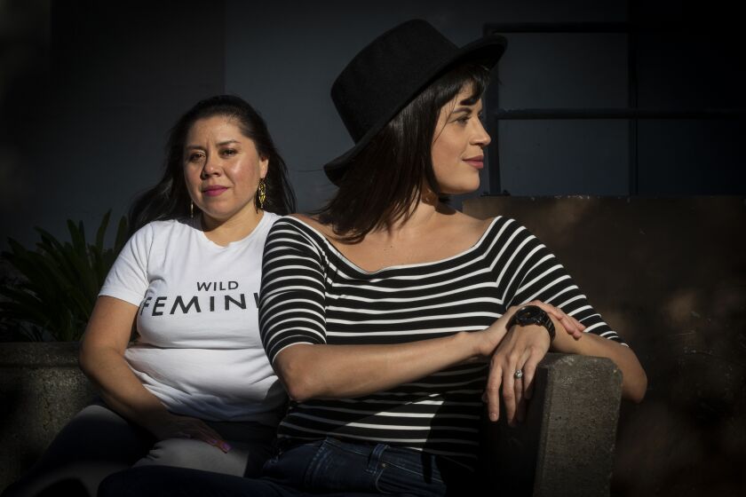 TV writers Diana Mendez, left, and Judalina Neira 