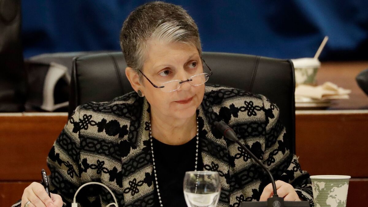 University of California President Janet Napolitano reiterated vows to protect students who are in the country illegally at a UC Board of Regents meeting in San Francisco.