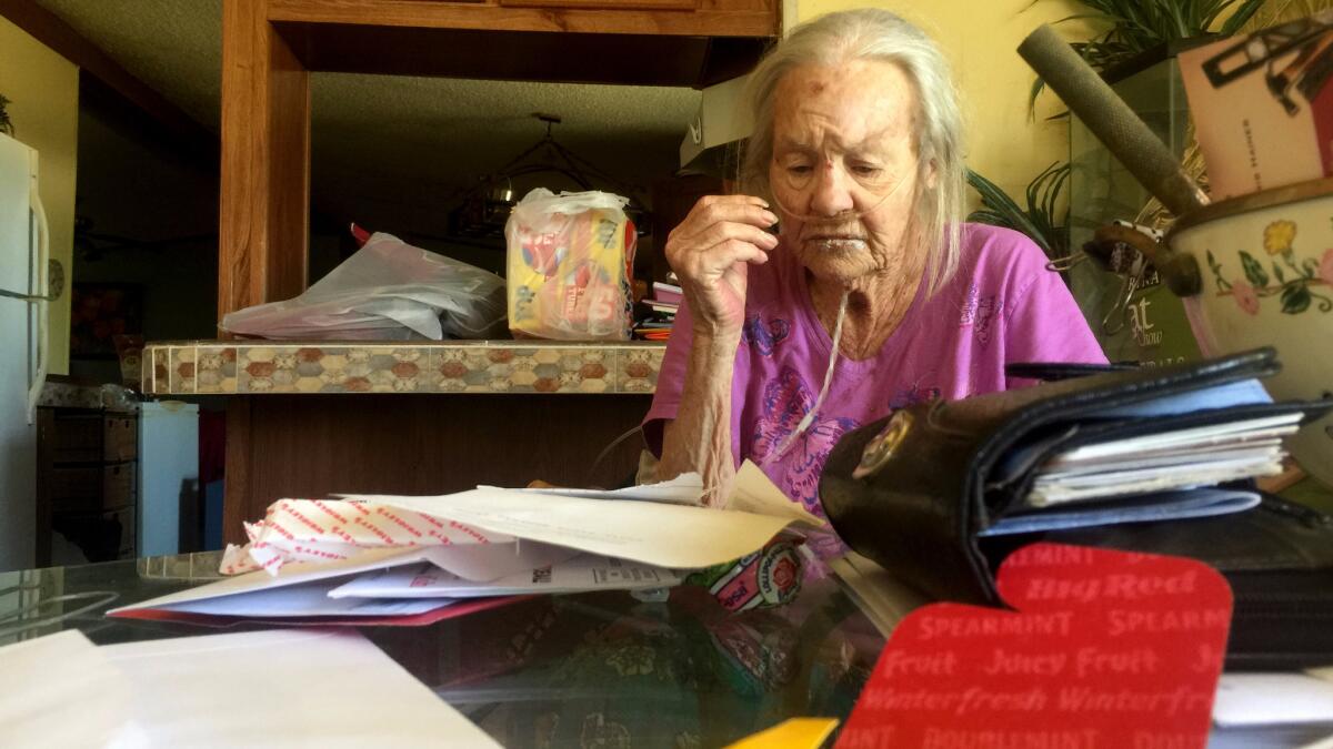 Polly Thorpe of Salome, Ariz., is one of the many poor seniors who find life difficult in La Paz County.