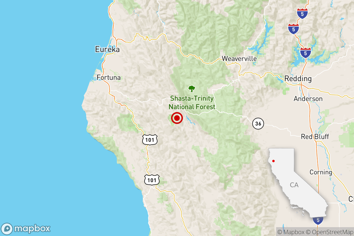 A map shows the location of an earthquake.