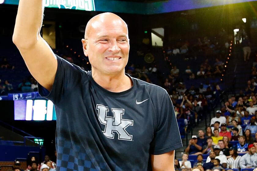 LEXINGTON, KY - AUGUST 06: Rex Chapman waves to the crowd during week seven of the BIG3 three on three basketball league at Rupp Arena on August 6, 2017 in Lexington, Kentucky. (Photo by Michael Reaves/BIG3/Getty Images)