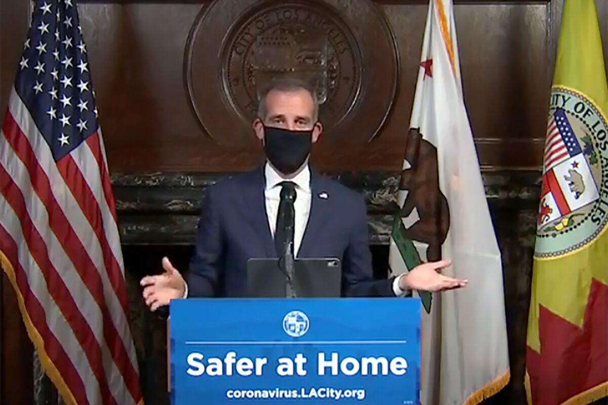 US Virus Outbreak Los Angeles Mayor
