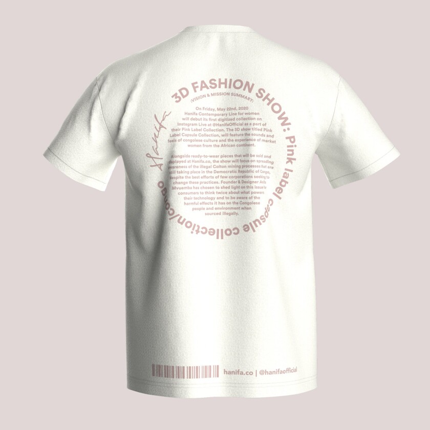 Fashion designer Anifa Mveumeba created the Collette T-shirt to commemorate the May 22 runway show and raise donations.