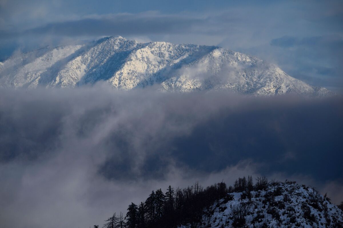 Mt. Baldy covered in snow after a winter storm.