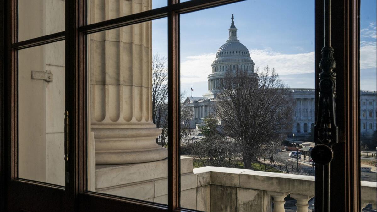The Capitol Dome as seen from the Russell Senate Office Building in Washington on Dec. 27, 2018.