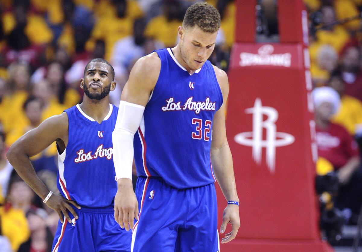 Clippers guard Chris Paul and forward Blake Griffin were eliminated from the playoffs last season in the second round by the Houston Rockets.