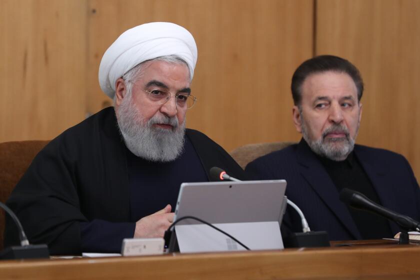 A handout picture provided by the Iranian presidency shows the Islamic republic's President Hassan Rouhani (L) chairing a cabinet meeting in Tehran on January 8, 2020, after a Ukrainian plane carrying 176 passengers crashed near the airport in the Iranian capital early in the morning . (Photo by HO / Iranian Presidency / AFP) / === RESTRICTED TO EDITORIAL USE - MANDATORY CREDIT "AFP PHOTO / HO / IRANIAN PRESIDENCY" - NO MARKETING NO ADVERTISING CAMPAIGNS - DISTRIBUTED AS A SERVICE TO CLIENTS === (Photo by HO/Iranian Presidency/AFP via Getty Images) ** OUTS - ELSENT, FPG, CM - OUTS * NM, PH, VA if sourced by CT, LA or MoD **