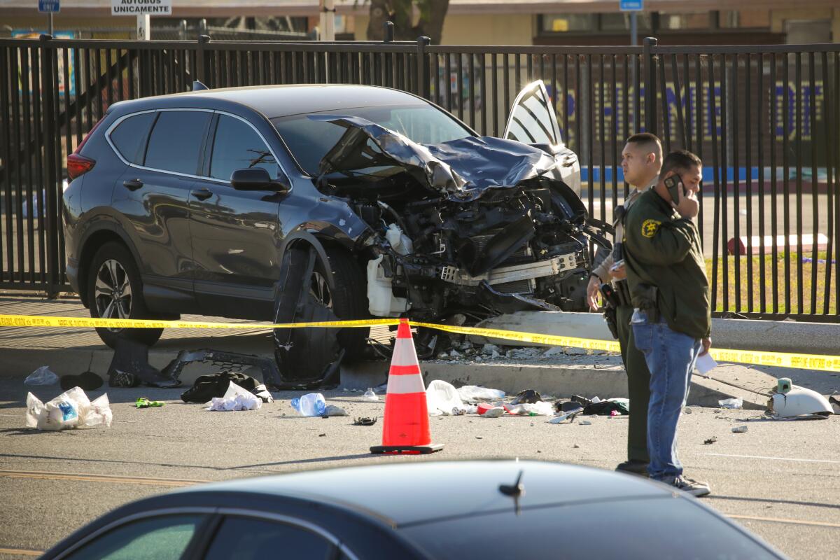 L.A. County sheriff's cadets were injured Wednesday when a driver plowed into them during a morning run in Whittier. 