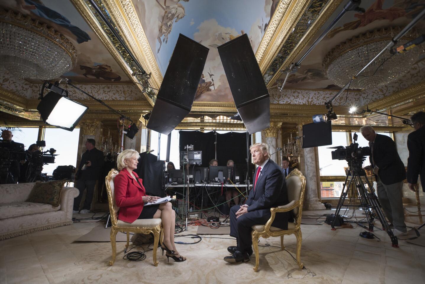 In this image released by CBS News, 60 MINUTES Correspondent Lesley Stahl interviews President-elect Donald J. Trump at his home, Friday, Nov. 11, 2016, in New York.