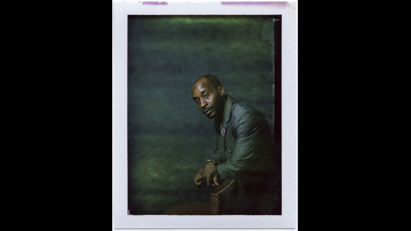An instant print portrait of actor Rob Morgan, from the film "Mudbound.”