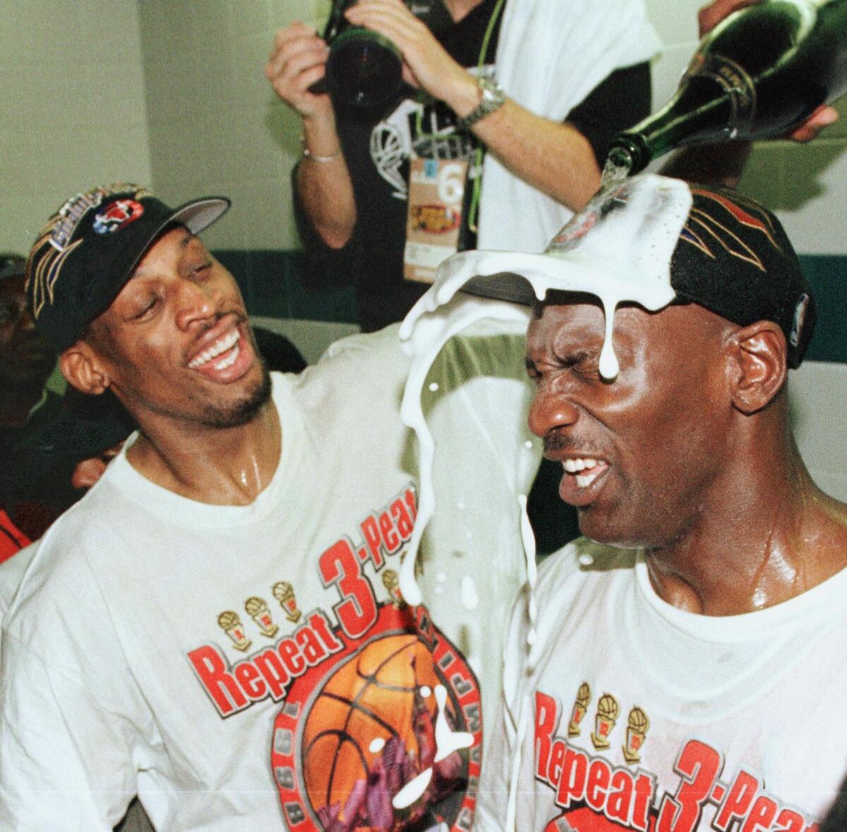 Chicago Bulls Dennis Rodman's Michael Jordan and Scottie Pippen