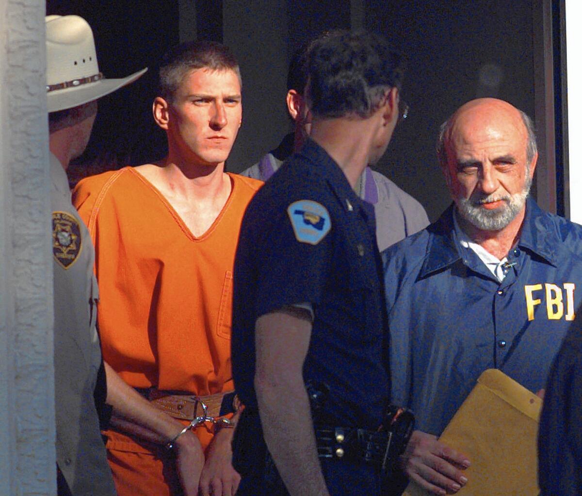Timothy McVeigh is led out of the Noble County Courthouse 20 years ago after being identified as a suspect in the Oklahoma City bombing.