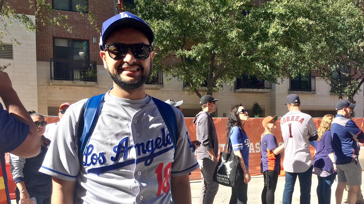 Ramon Malta, a lifelong Dodgers fan who often travels to see the team, has been at all three World Series games in Houston.