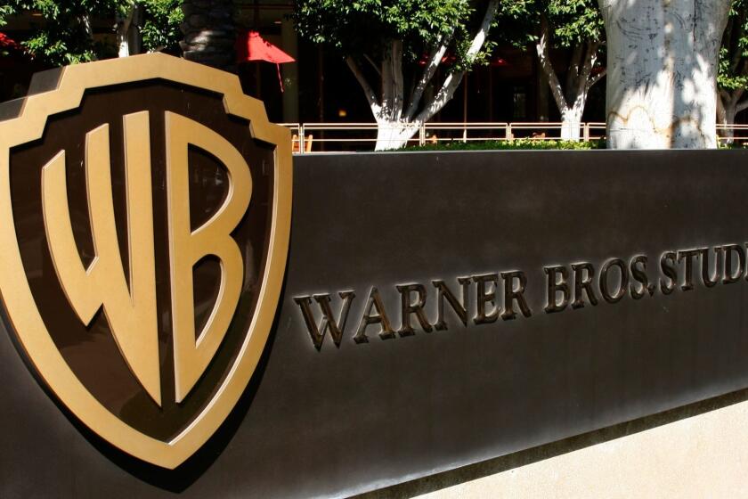 The Warner Bros logo outside the Warner Bros Studio lot in Burbank, California, 30th September 2008. (Photo by Amy T. Zielinski/Getty Images)