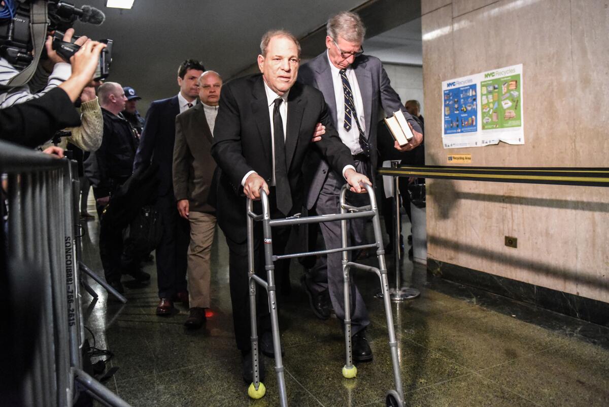 Harvey Weinstein walks to a courtroom in New York City on Monday.