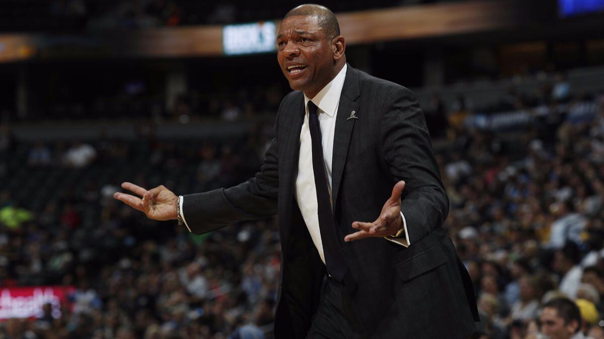 Clippers Coach Doc Rivers in the second half against the Denver Nuggets on March 16.