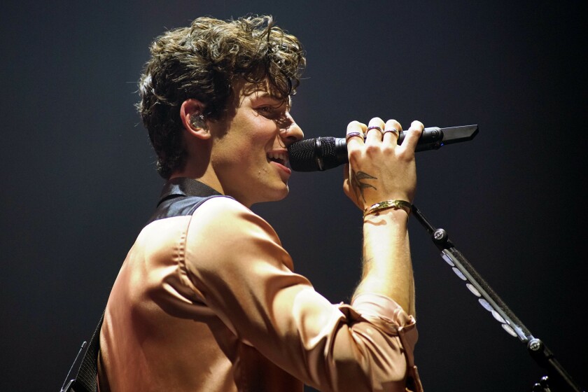 Shawn Mendes performs during "The Tour" at the Allstate Arena on Friday, June 28, 2019, in Chicago.