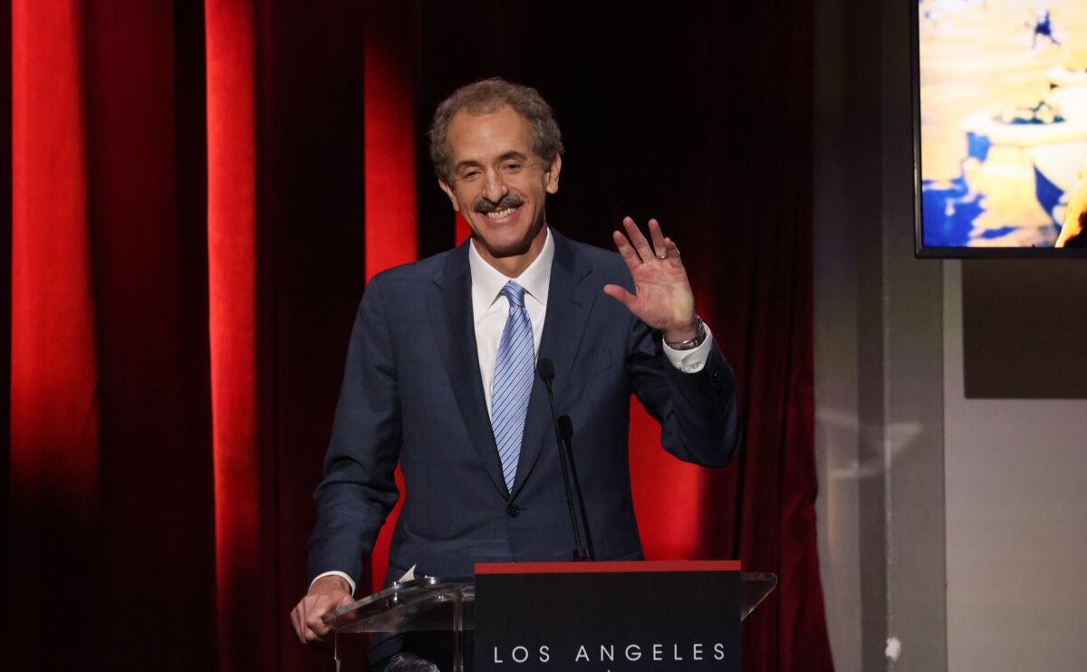 City Atty. Mike Feuer during introductions at the mayoral debate.