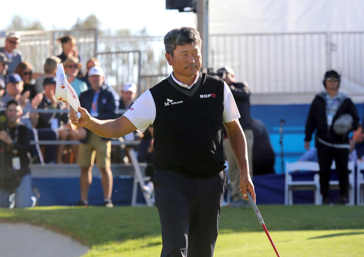K.J. Choi after finishing the 18th hole during the final round of the Hoag Classic at Newport Beach Country Club.