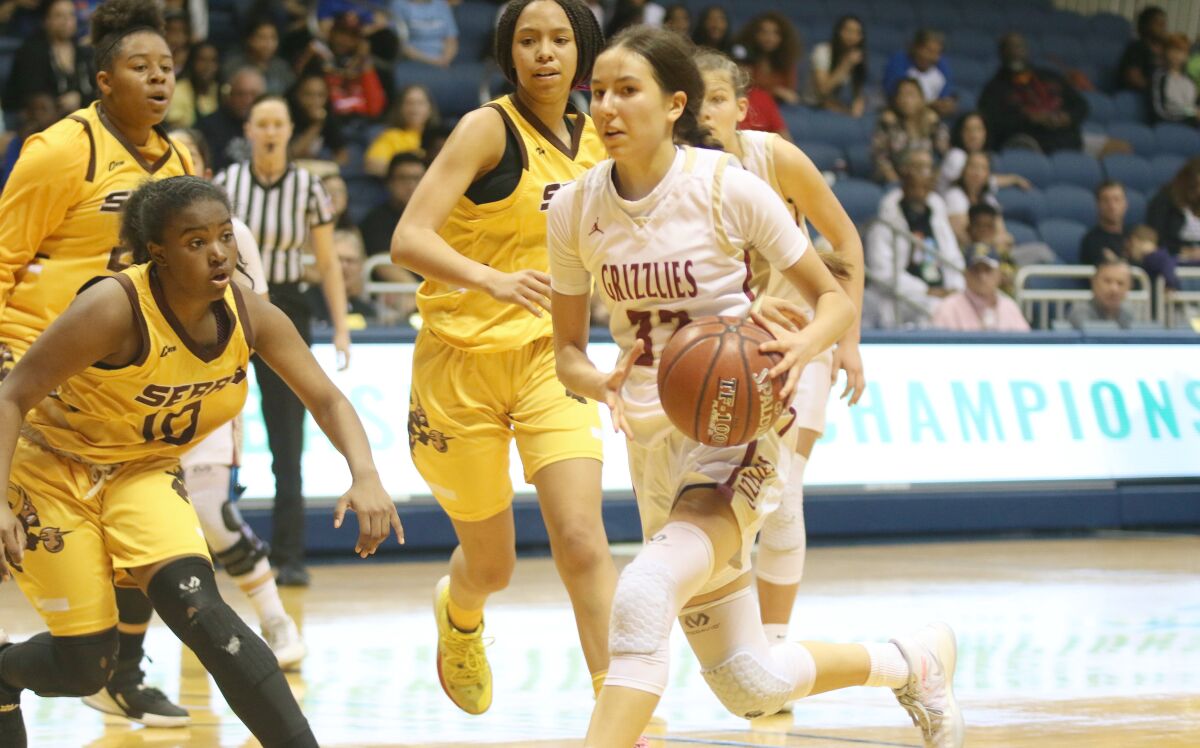 Sophomore Jessica Grant hit four treys and had a game high 17 pts. for the Grizzlies.