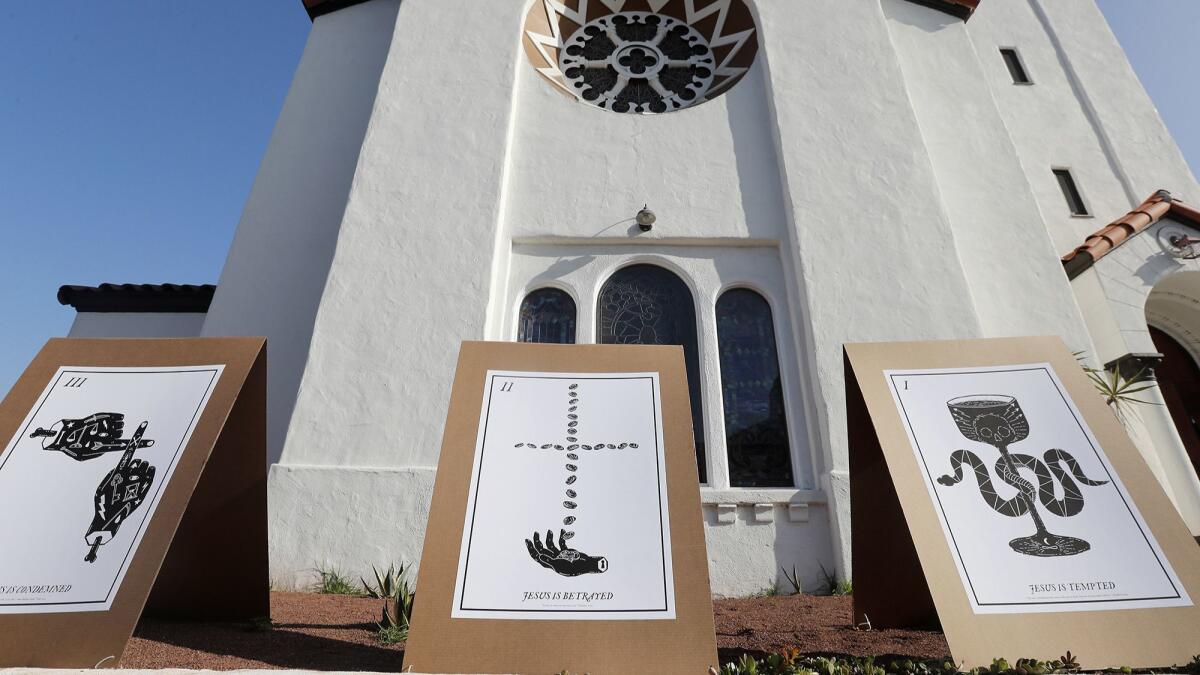 "Stations in the Street" was on display Friday at First United Methodist Church of Costa Mesa.
