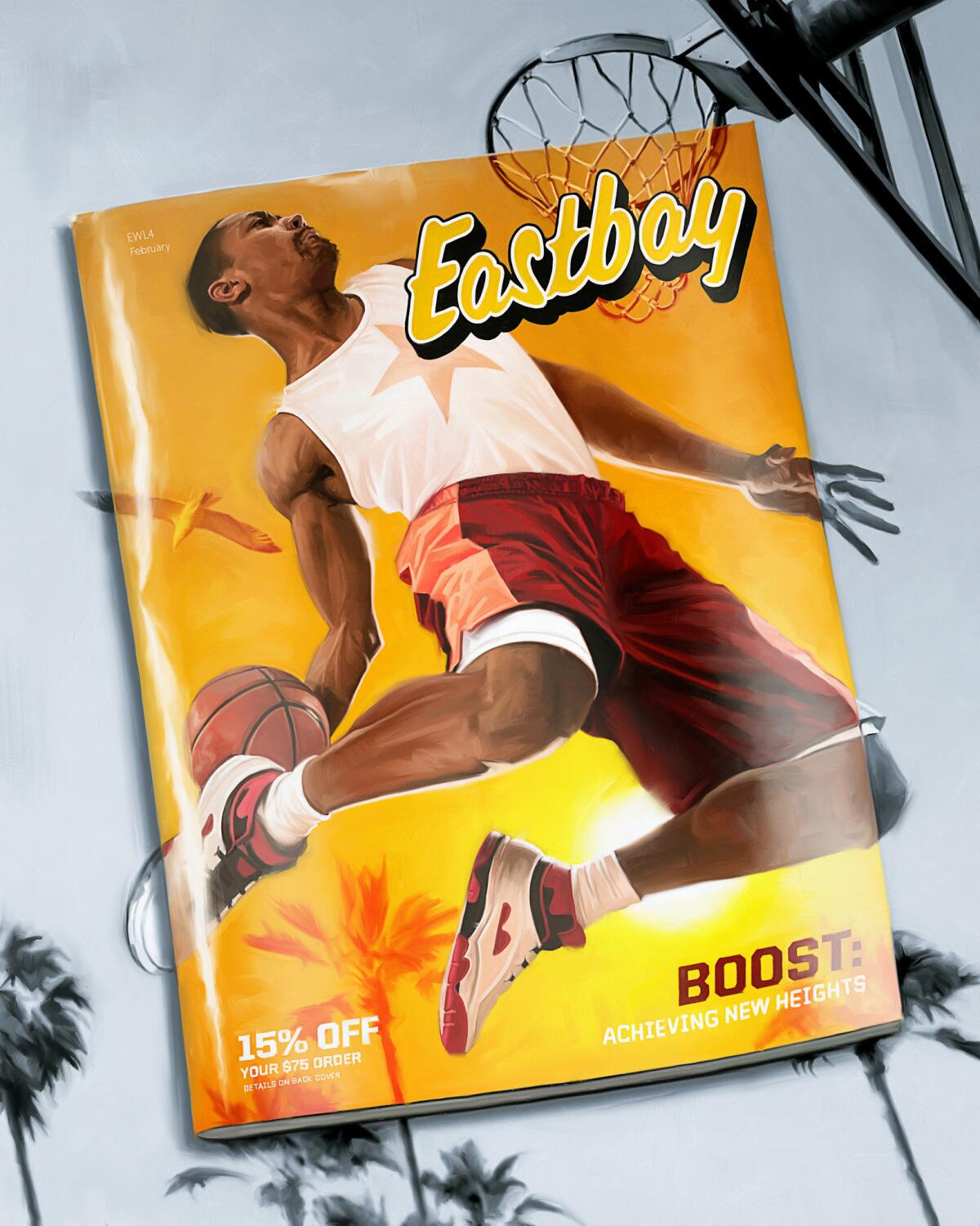 Eastbay catalog, shown in an illustration, was P.J. Tucker's fashion bible growing up, the Houston Rockets player says.