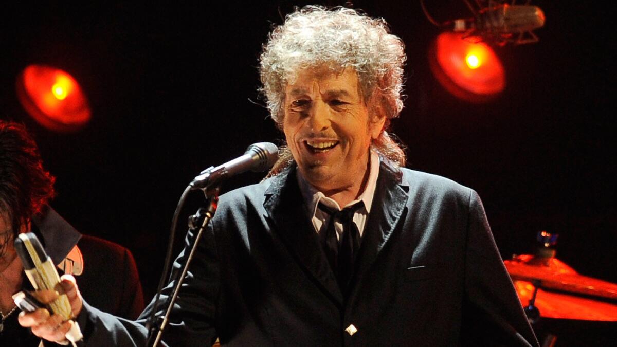 Bob Dylan, photographed in Los Angeles in 2012, has won the Nobel Prize for literature. He will perform Friday during the second weekend of the Desert Trip festival.