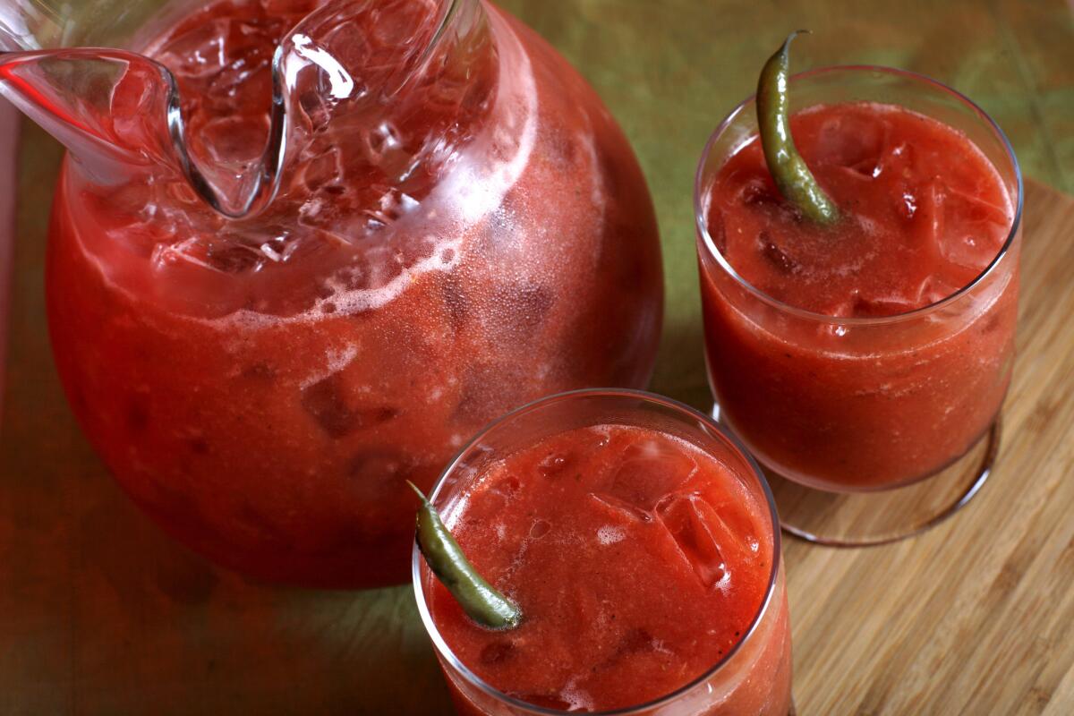 IN THE MIX: Ripe tomatoes and seasonings make for a fresh Bloody Mary.