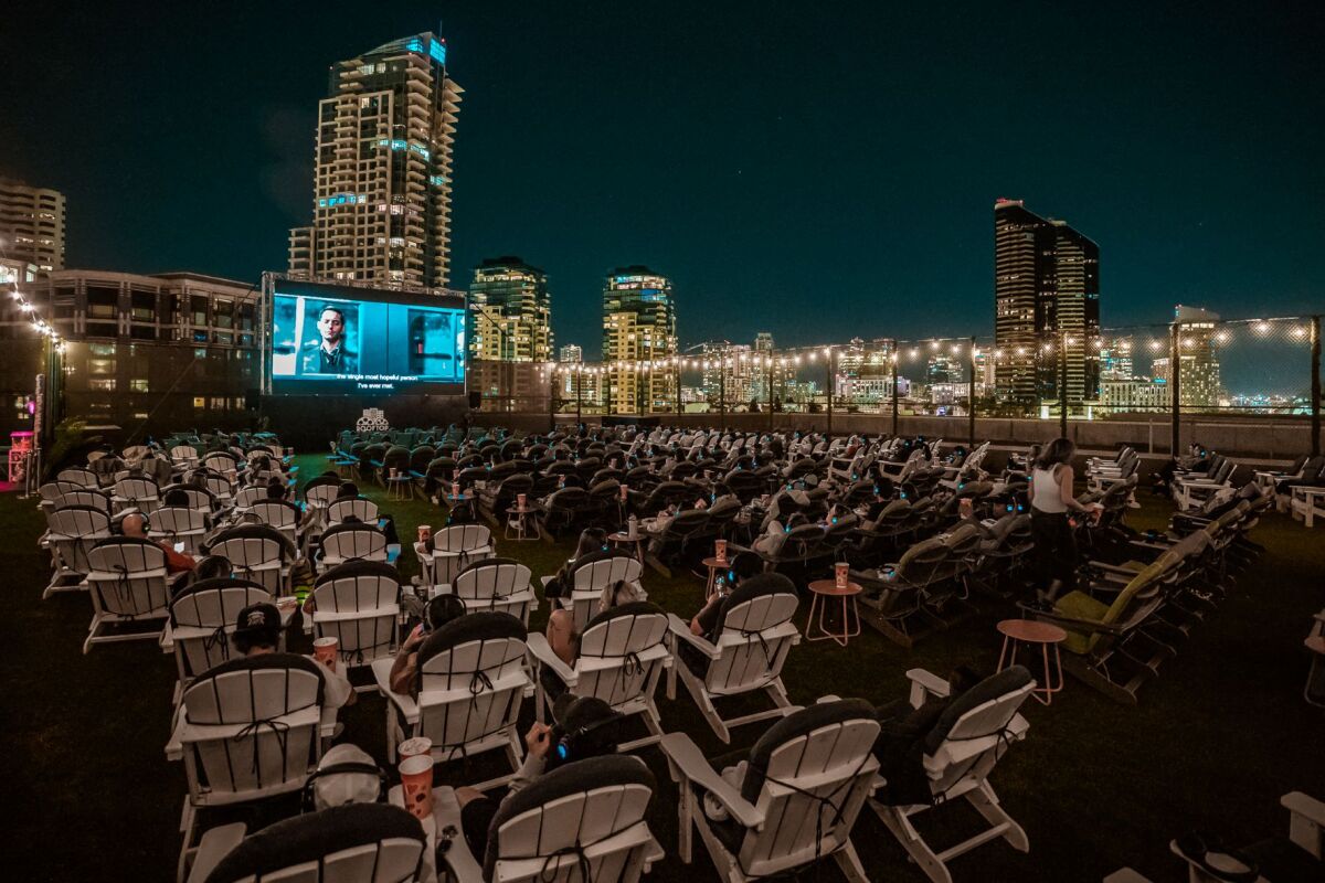 A view of Rooftop Cinema Club at the Manchester Grand Hyatt.