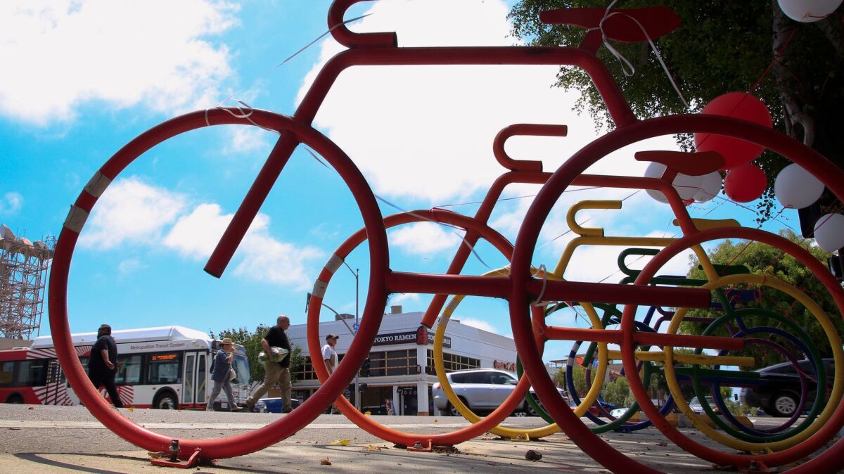 New bike racks are part of an ambitious bike lane project in Hillcrest