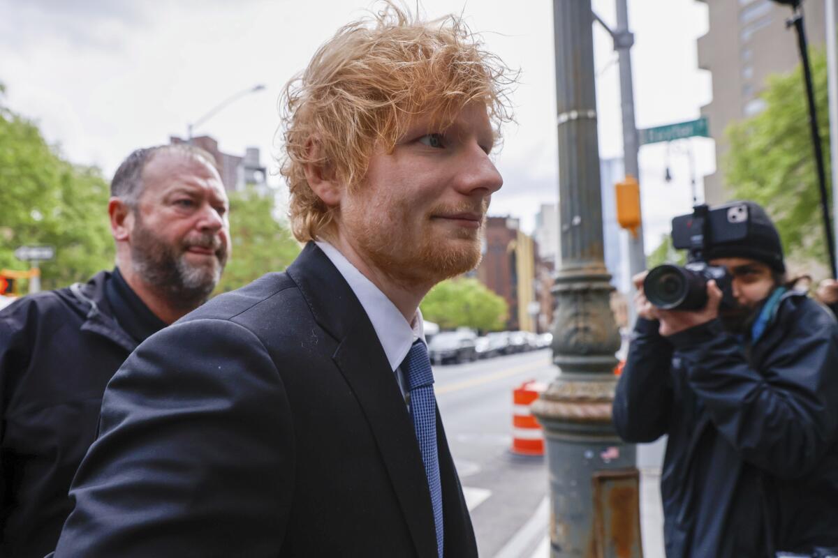 Ed Sheeran arrives at federal court in New York