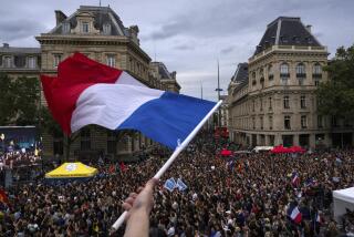 People gather at Republique plaza in a protest against the far-right, Wednesday, July 3, 2024.