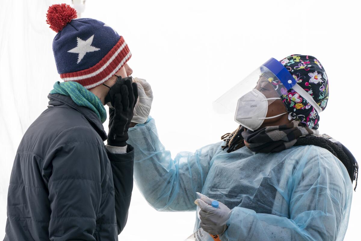 A man is tested for coronavirus.