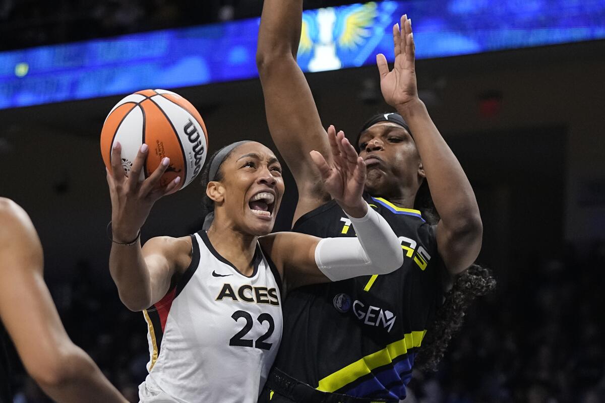 Defending champion Aces return to WNBA Finals, beat Wings 64-61 to