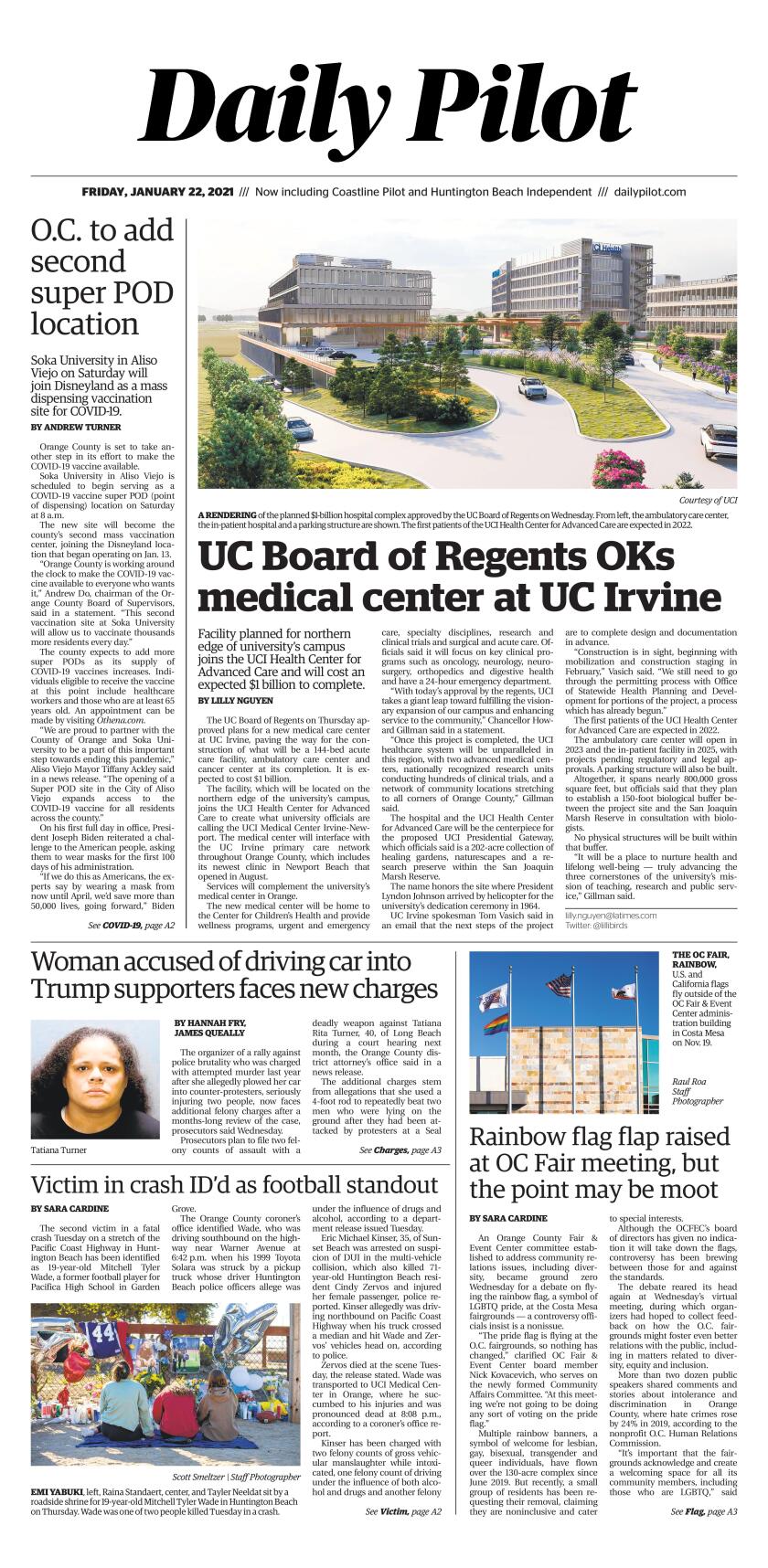 Front page of Friday's Daily Pilot