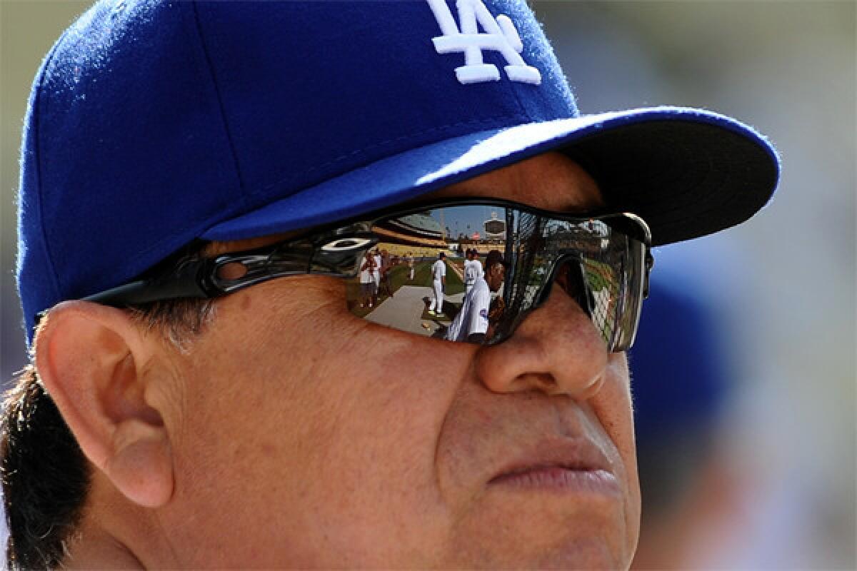 Fernando Valenzuela, shown in 2013, liked what he saw in Julio Urias, a 17-year-old left-hander who pitched a perfect first inning for the Dodgers against the San Diego Padres on Saturday.