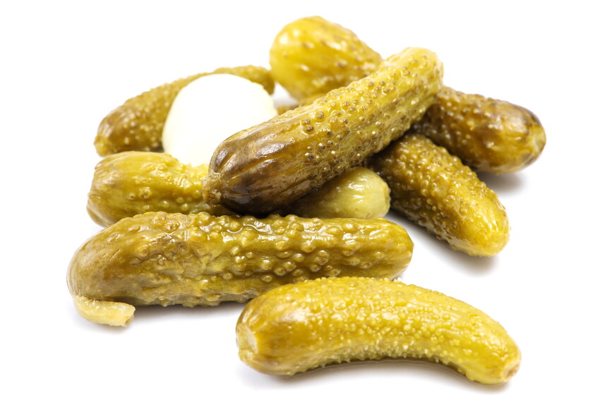 Cornichon pickles are served with a variety of dishes at Petit Trois restaurant.