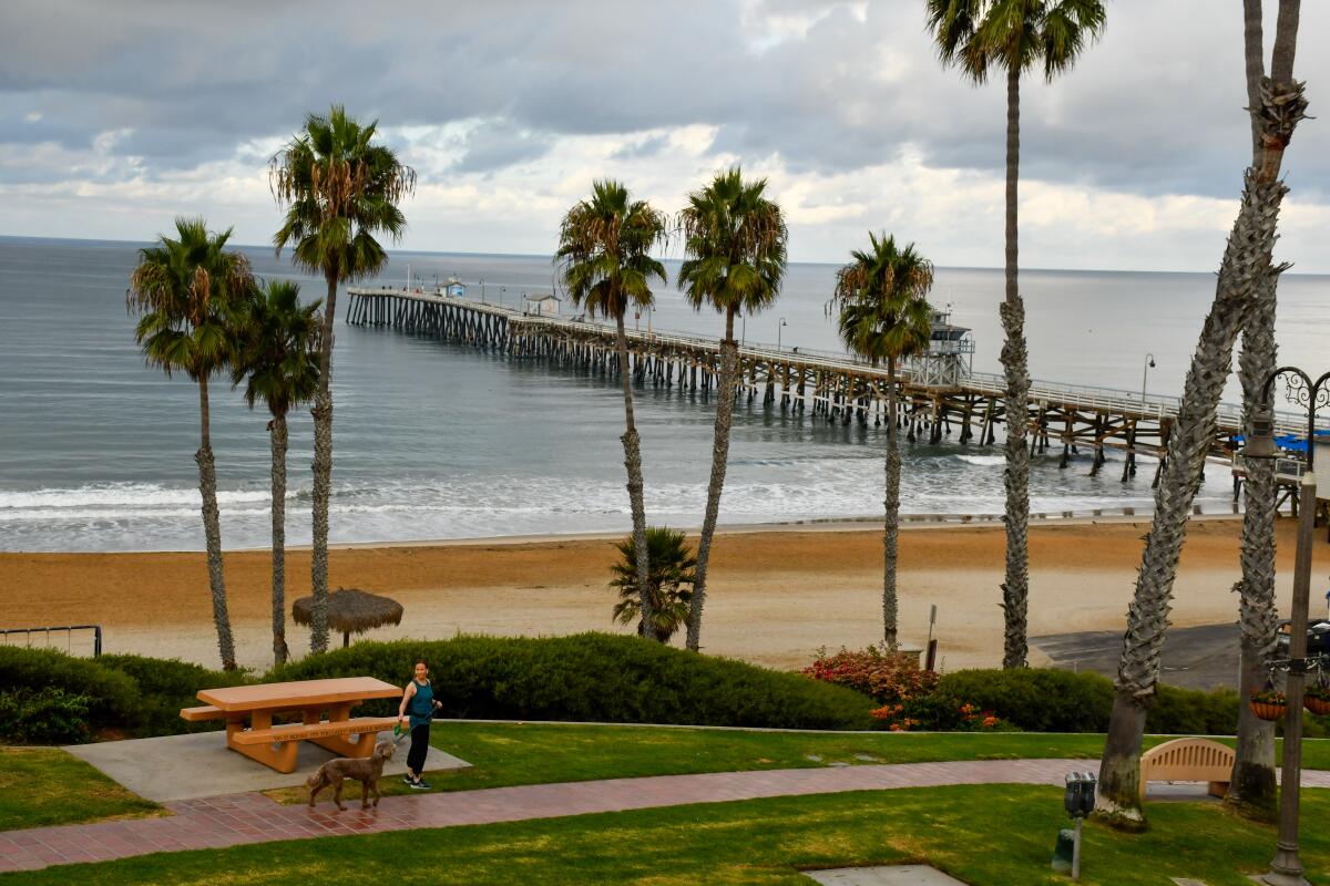 The view from the Sea Horse Resort in San Clemente includes the pier and beach.