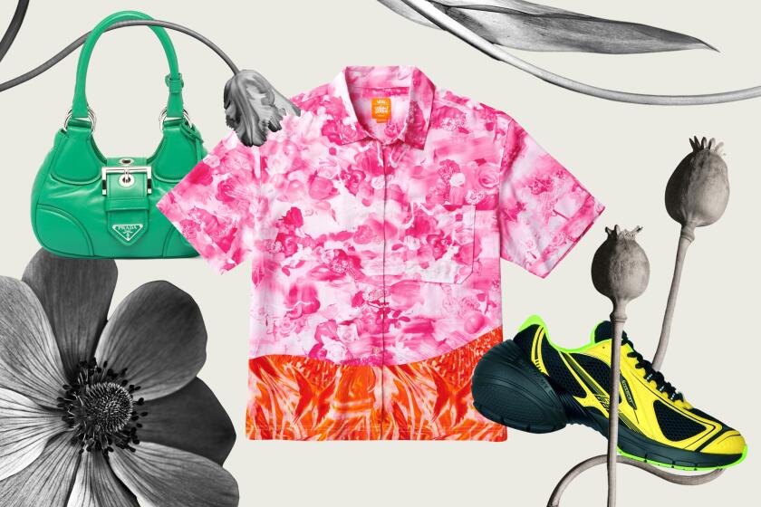a collage of fashion products surrounded by black and white cutouts of florals